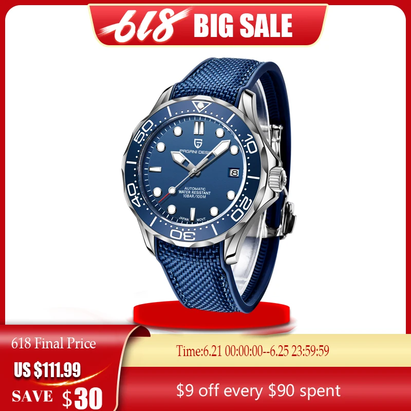 PAGANI Design ведущих мировых брендов синие мужские часы 2020 Новый 007 commander модные