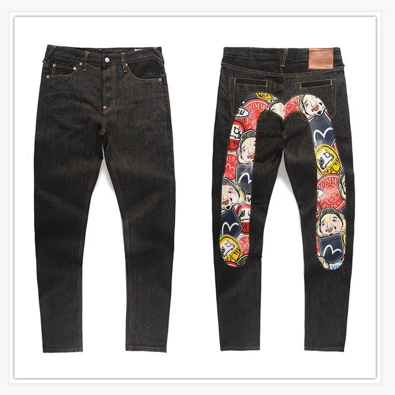 Джинсы мужские прямые с вышивкой модные повседневные Аутентичные дышащие штаны