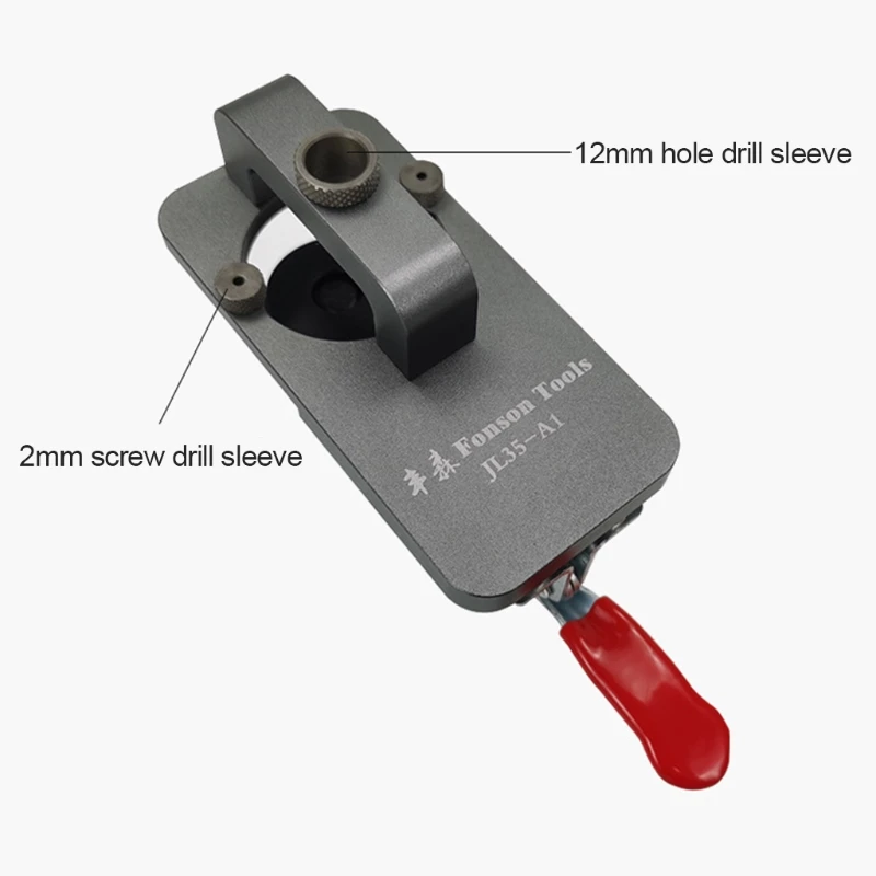 

35mm Hinge Hole Jig Woodworking Hole Drilling Guide Locator with Fixture Aluminum Alloy Hole Opener Template for Door Cabinets