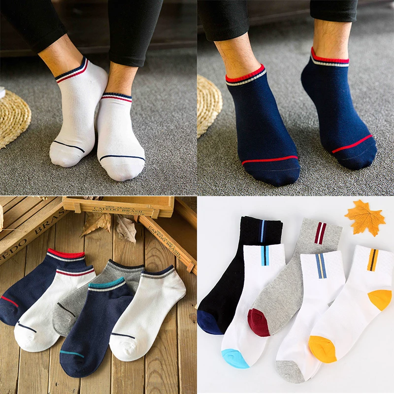 

10/5/4/3pairs Men's Socks Short Comfortable Cotton Ankle Socks for Man No Show Boat Sock Non-slip Spring Summer Male Socks