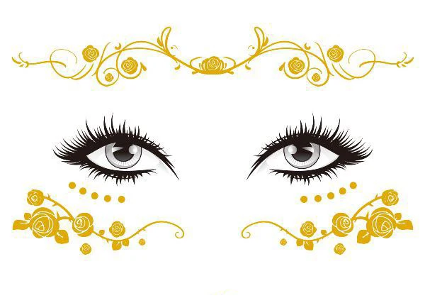 Золотая тату-наклейка на лицо водостойкая с цветами | Красота и здоровье