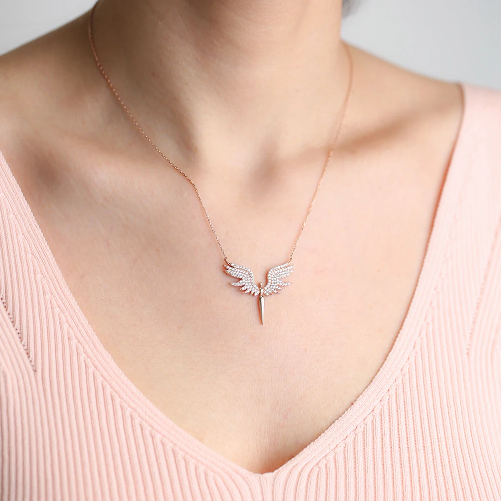 

Silver Archangel Michael Necklace Delicate Angle Necklace, Michael Angle Necklace 925 Silver Sterling