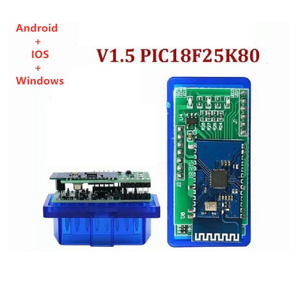 Мини PIC18F25K80 ELM327 V1.5 Bluetooth ELM 327 v1.5 OBD2 сканер Диагностический адаптер OBD OBDII