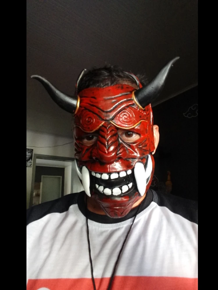 Японская латексная маска самурая на все лицо страшный костюм праджны Хэллоуин