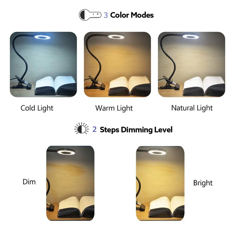 Светильник для чтения книг в кровати зажим на лампу с 3 яркостью отлично подходит