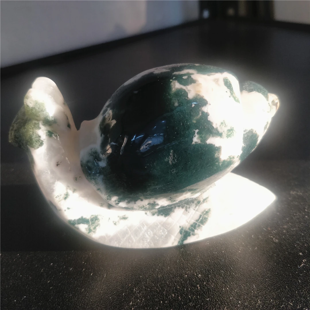 Природный цвет трава мох агат кристаллы милая фигурка животного резьба из улитки