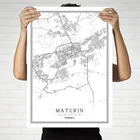 Креативная городская карта Каракаса, абстрактная живопись на холсте, черно-белая настенная живопись, постер с принтом, украшение для дома