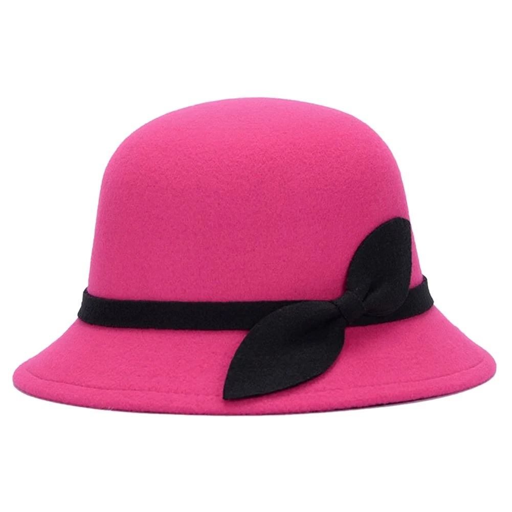 Милые модные женские фетровые шляпы из искусственной шерсти с бантом Дерби