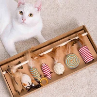 2021new cat toy feathe set interactive for pets fishing rod funny pet products mouse paw games cute toys cats stick high end