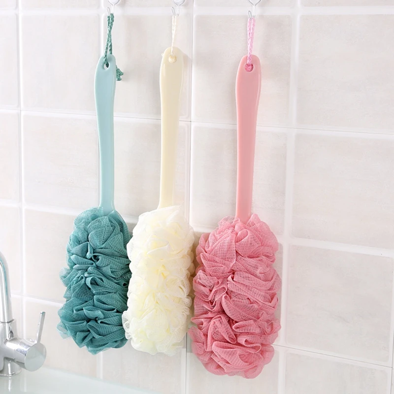

Large long-handled bath scrubbing bathing brush with bath flower foaming bathroom cleaning supplies