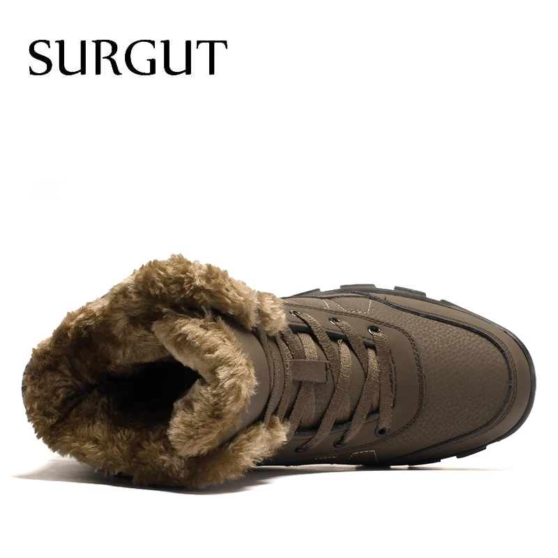 Мужские нескользящие рабочие ботинки SURGUT коричневые теплые водонепроницамые