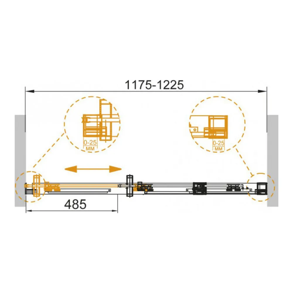 Душевая дверь Cezares Duet Soft BF 1 120x195 прозрачная хром (DUET SOFT 120 C Cr)|Душевые двери| |