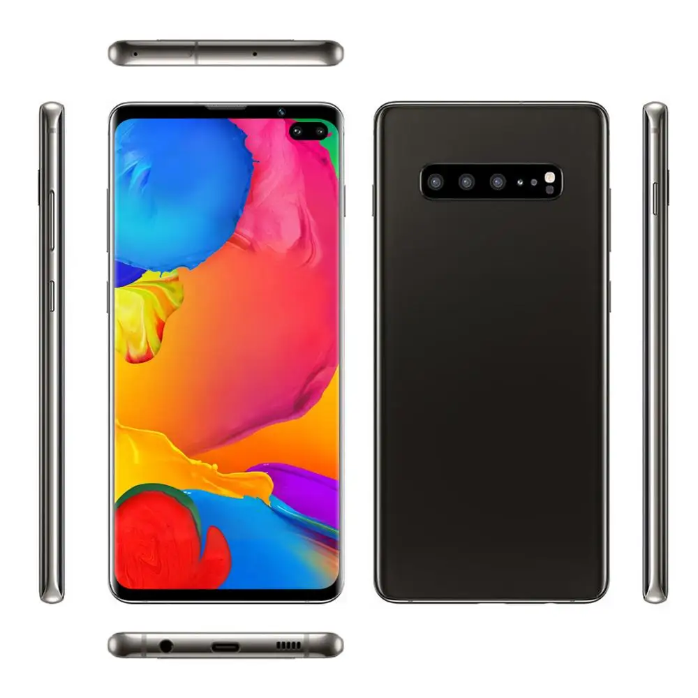 BLACK Смартфон S10+, полноэкранный, 6 ГБ+ 128 ГБ, 8 ядер, Android 9,0, Finger Face ID, двойная камера, 4G, смартфон, мобильный телефон, трубка - Цвет: BLACK
