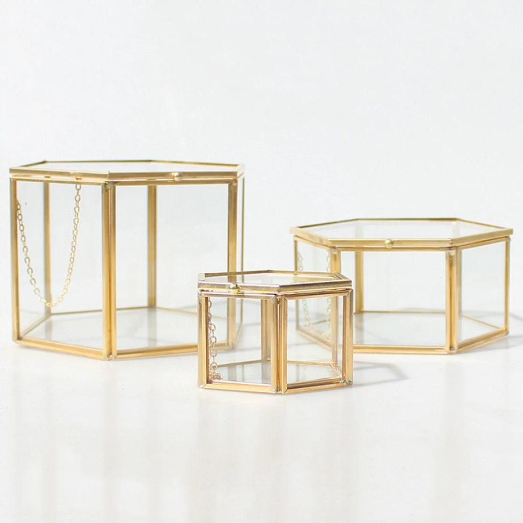 Современный шестигранный прозрачный стеклянный латунный геометрический