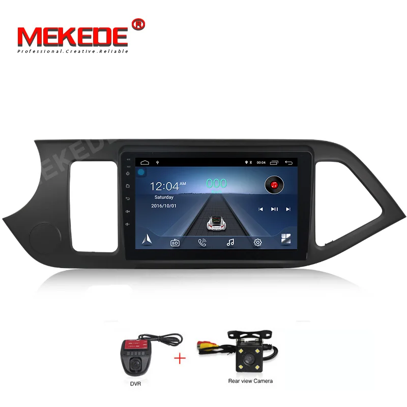 add camera DVR MEKEDE 2Din 4-х ядерный Android 8,1 " Автомобильная магнитола для KIA PICANTO УТРО 2011 2012 2013 gps мультимедийный плеер головное устройство Wi-Fi - Цвет: add camera DVR