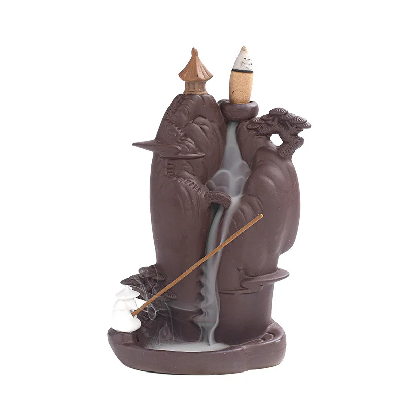 

Backflow Incense Burner Creative Decoration Purple Sand Home Crafts Sandalwood High Mountain and Flowing Water Room Decor