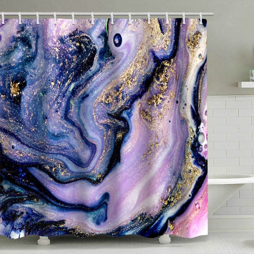 

Marble Shower Curtain Stripe Printing Bathroom Curtains Waterproof Polyester Fabric Home Decoration Suit With Hook