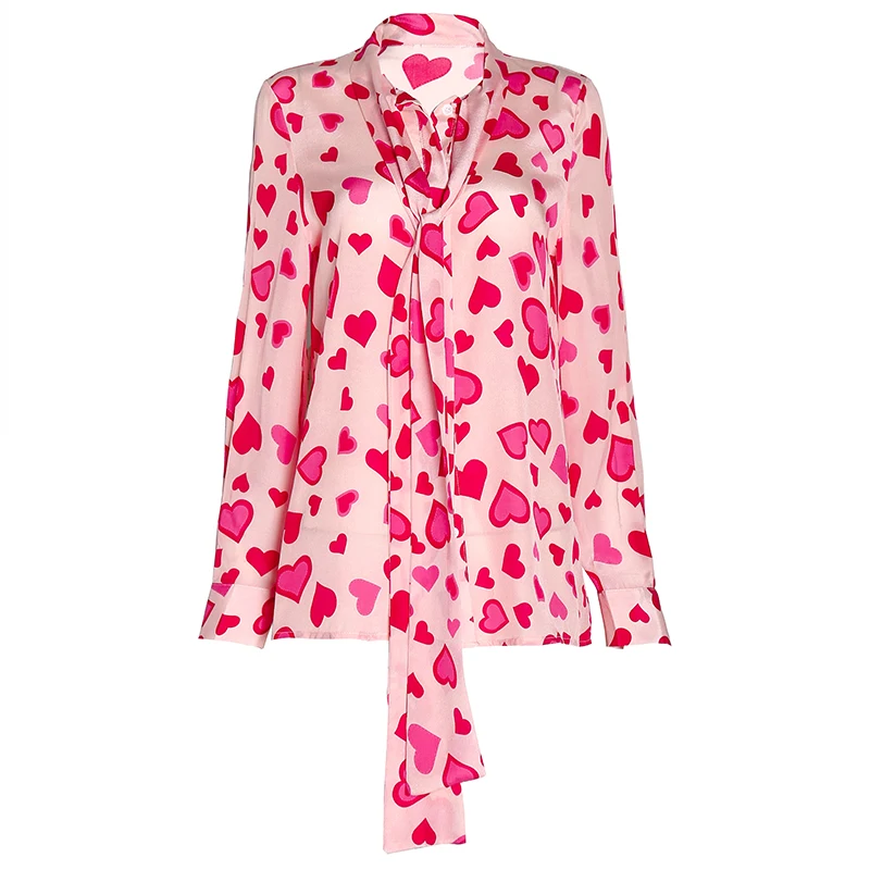 Женская шифоновая блузка с длинным рукавом винтажная Милая рубашка