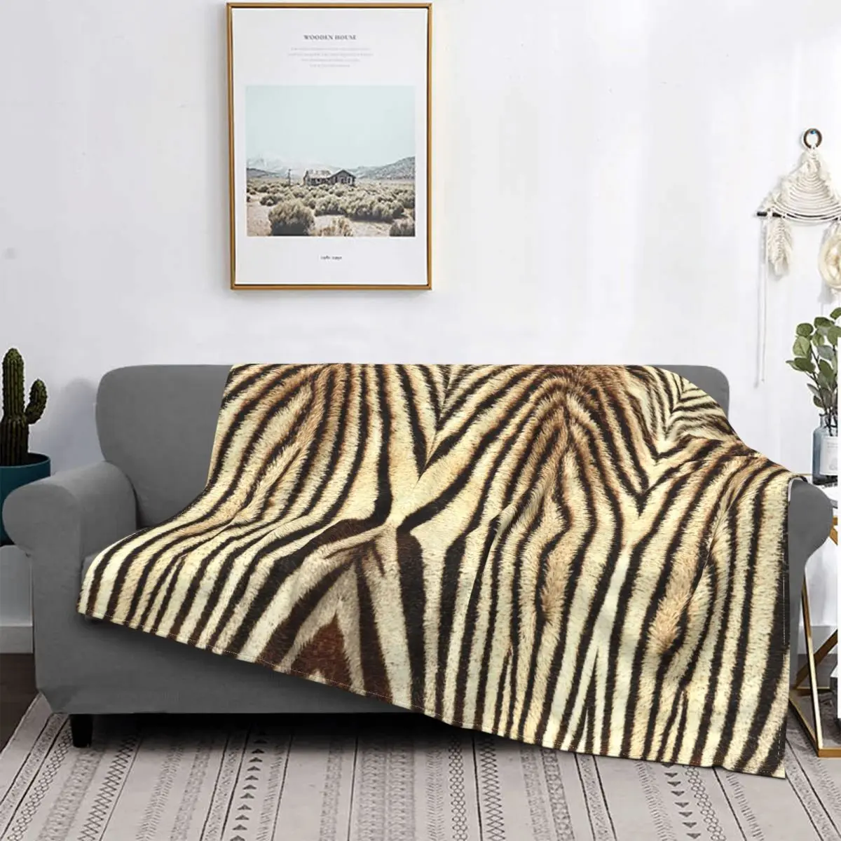 

Manta de franela suave y cálida con estampado de rayas de cebra, manta de felpa de Animal para sofá, colcha, funda de oficina