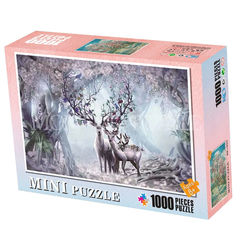 mini puzzle 1000 MOMEMO Лось В лесе деревянные головоломки для взрослых 1000 шт. животный пазл сборка детские развивающие игрушки - Цвет: mini puzzle 1000