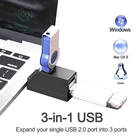 Мини-концентратор USB 2,0, 3 порта, с функцией зарядки, для компьютера, клавиатуры, принтера