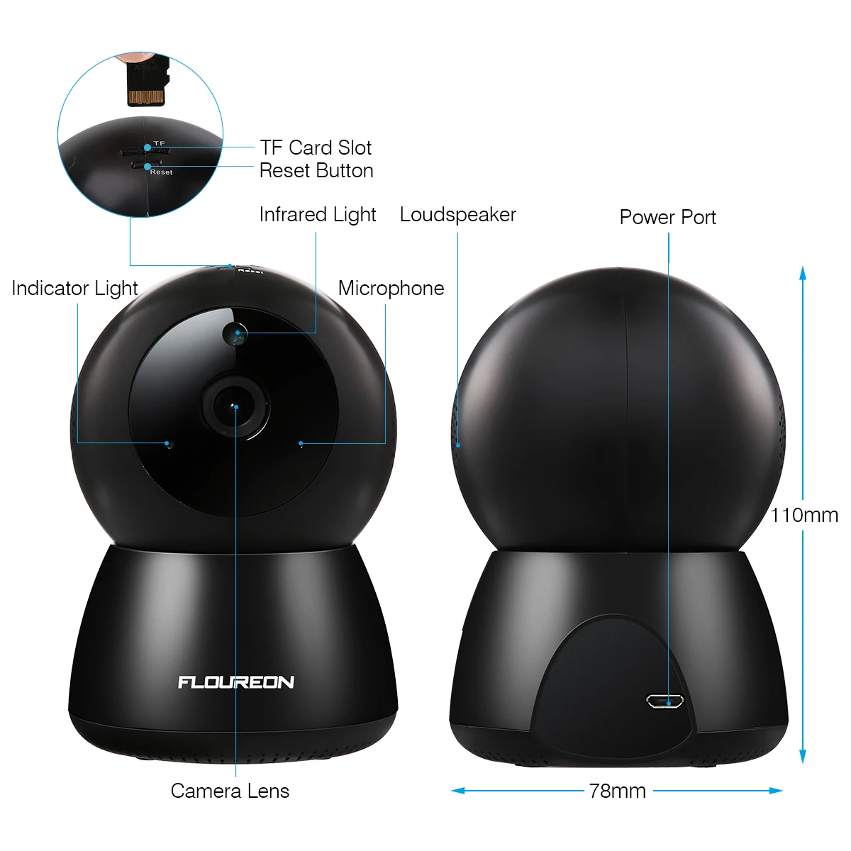 FLOUREON 1080P Беспроводная ip камера безопасности панорамная двухсторонняя аудио