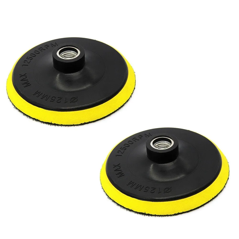 

2 Pcs Polishing Pad Backing Pads 5'' 125mm M10 Hole W/ Hook & Loop Sanding Disc For Polisher Accessories