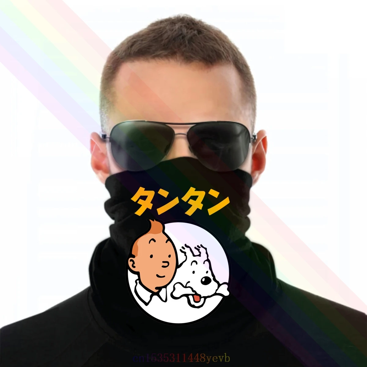 Японский шарф повязка с логотипом Приключения Тинтина бандана обогреватель для