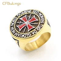cfbulongs red cross medal mens ring retro stainless steel domineering knight templar jewelry wedding ring