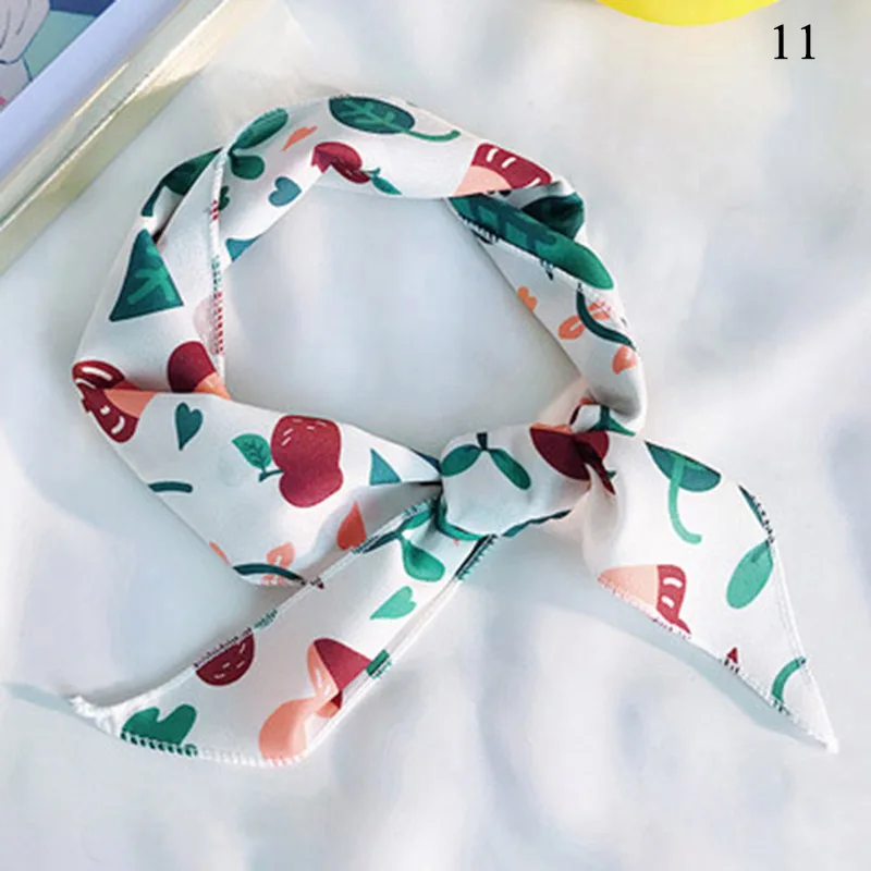 

2019 Fashion Small Square Scarf Hair Tie Artifical Silk Scarf Women Elegant Vintage Skinny Retro Head wrap Neck Silk Satin Scarf