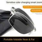 Складные фотохромные Мультифокальные очки для чтения ZENOTTIC для мужчин и женщин, титановые очки для дальнозоркости по рецепту