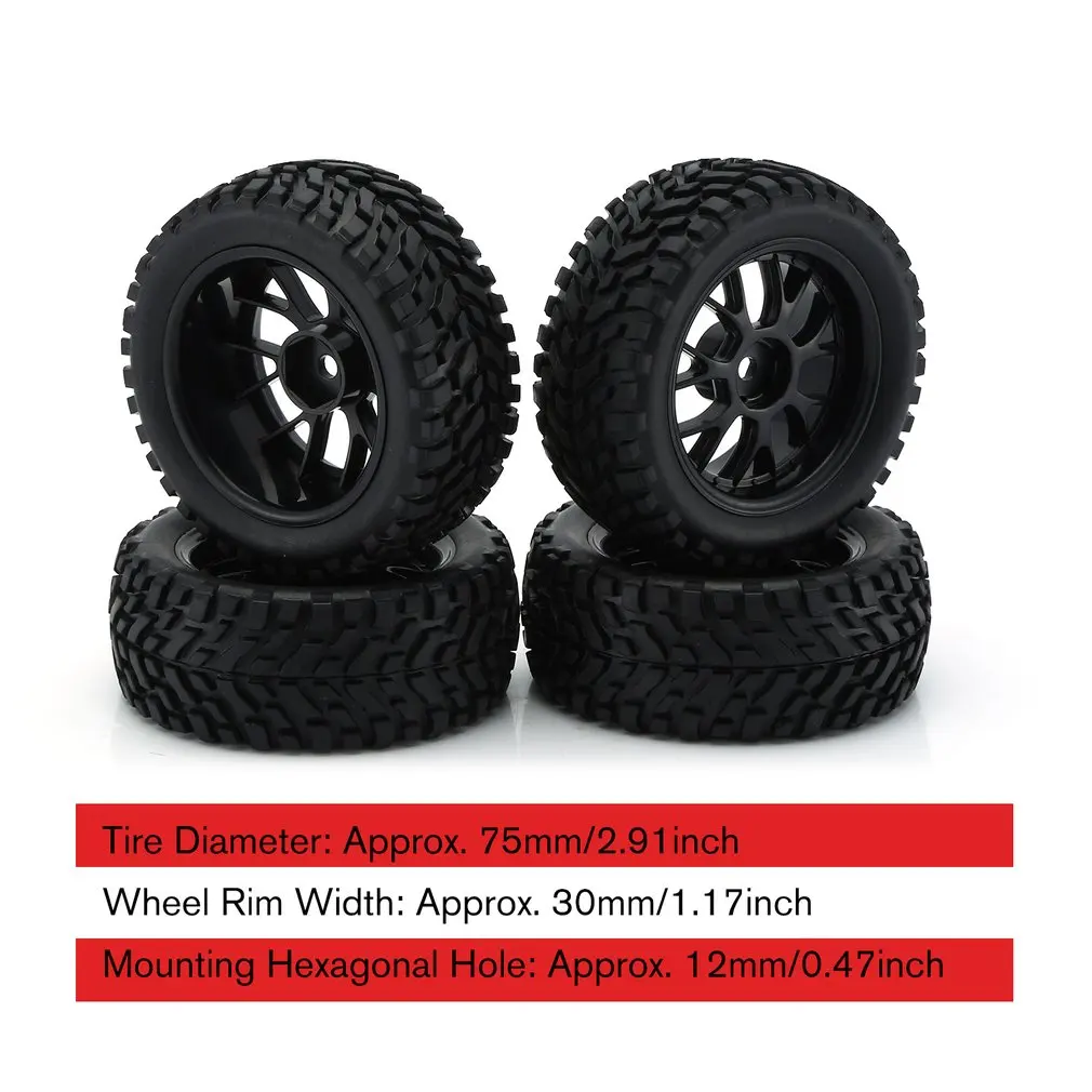 

4Pcs Wheel Tyre Rubber Tire With Plastic Hub for 1/10 Scale RC Short-course Truck Anti-skid Surface Rubber Tire RC Accessory
