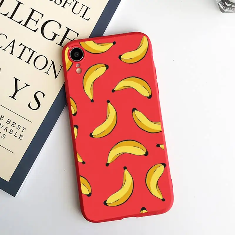 

banana cartoon food fruit pattern Phone Case Candy Color for iPhone 6 7 8 11 12 s mini pro X XS XR MAX Plus