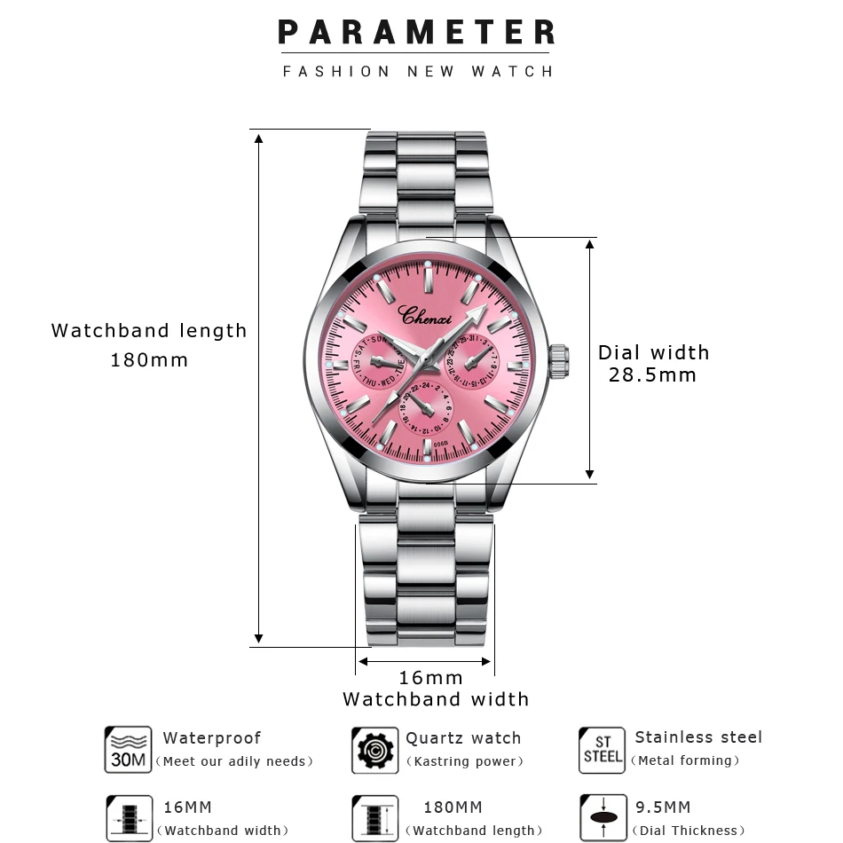 Часы наручные CHENXI женские кварцевые модные повседневные спортивные из