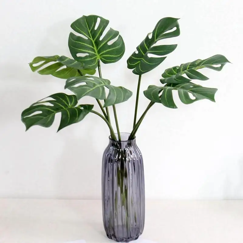 12 шт. дешевые пластиковые цветы искусственные Monstera украшения растения DIY листья