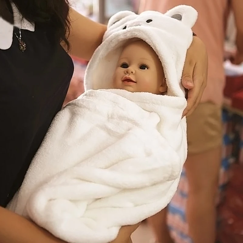 Toalla de ba&ntilde;o con capucha para ni&ntilde;os, bata de ba&ntilde;o con dibujos de animales, manta con capucha-3