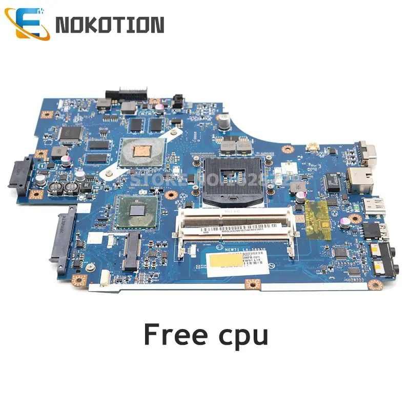 

NOKOTION NEW71 LA-5893P MBRDP02001 MBBRB02001 For Acer aspire 5742 5742G Laptop Motherboard HM55 DDR3 GT540M 1GB Free CPU