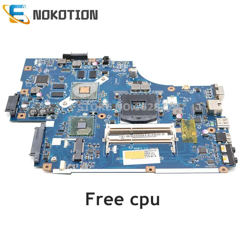 

NOKOTION NEW71 MBRDP02001, материнская плата для ноутбуков Acer aspire 5742, 5742G, HM55, DDR3 GT540M, 1 ГБ, бесплатный процессор