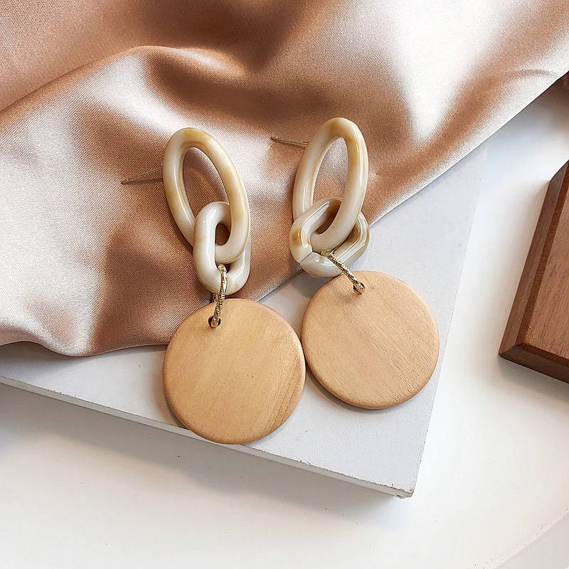Ацетатные Цепочки Ретро Деревянные Круглые индивидуальные висячие серьги для
