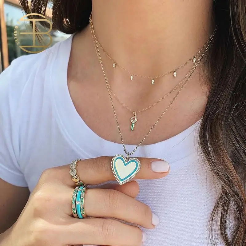 Женское Ожерелье с эмалью зеленая красная розовая белая черная цепочка золотыми