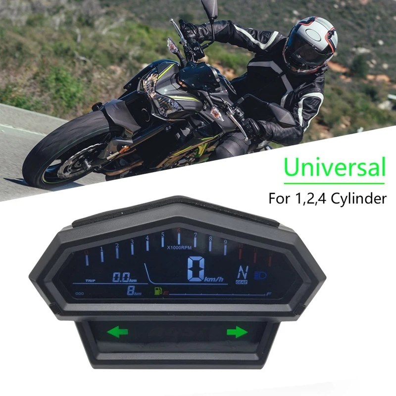 

Универсальный мотоцикл Oeter светодиодный цифровой инструмент Спидометр в сборе для 1,2,4 цилиндров