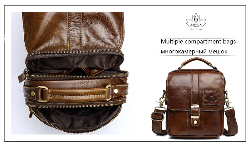 Men's Genuine Leather Bag Shoulder Bag Belt Bags Messenger Bags Men Handbag Fashion Flap Crossbody Luxury Handbag ZZNICK