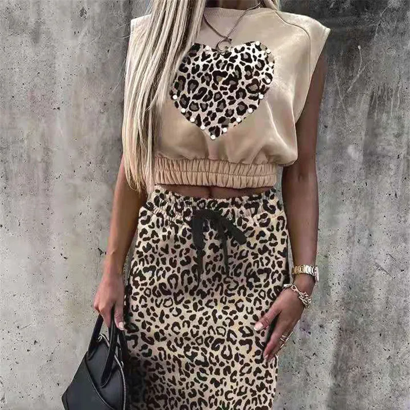 

2021 Fashion Lady Skirt Suits Sexy Sleeveless Tops And Casual Drawstring Skirts Outfits Women Two Piece Sets Streetwear