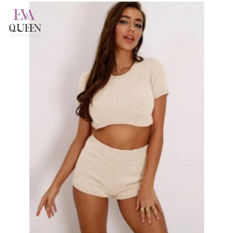 Сексуальный осенне зимний комплект EvaQueen из 2 предметов свитер вязаный