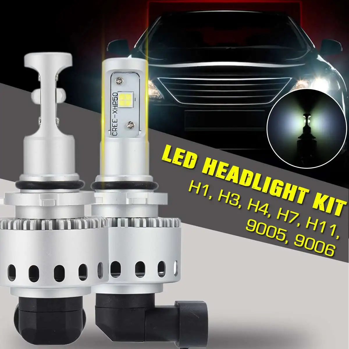 

AutoLeader 7S Car Headlight Automobiles LED Bulb XHP-50 40W 8000LM H1 H4 H7 H11 9005 9006 Car Styling 8000LM 50000hrs DC12-24V