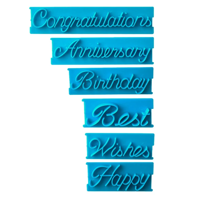 6 шт./компл. Пластик украшение торта прессформы с днем рождения наилучшими