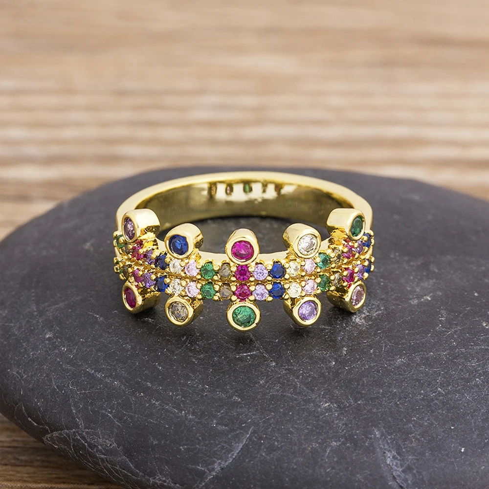 Свадебное кольцо AIBEF с круглым кристаллом для женщин классическое многоцветное