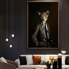 Современные художественные плакаты с животными и принтом, настенная Картина на холсте с леопардовым принтом, картина с леопардовым костюмом для гостиной, домашний декор