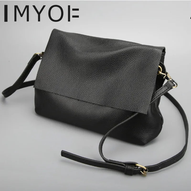 Черные простые Наплечные сумки из натуральной кожи для женщин дизайнерская