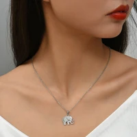 women stainless steel necklace earrings jewelry set silver hollow elephant shape pendant surprise birthday gift for girlfriend